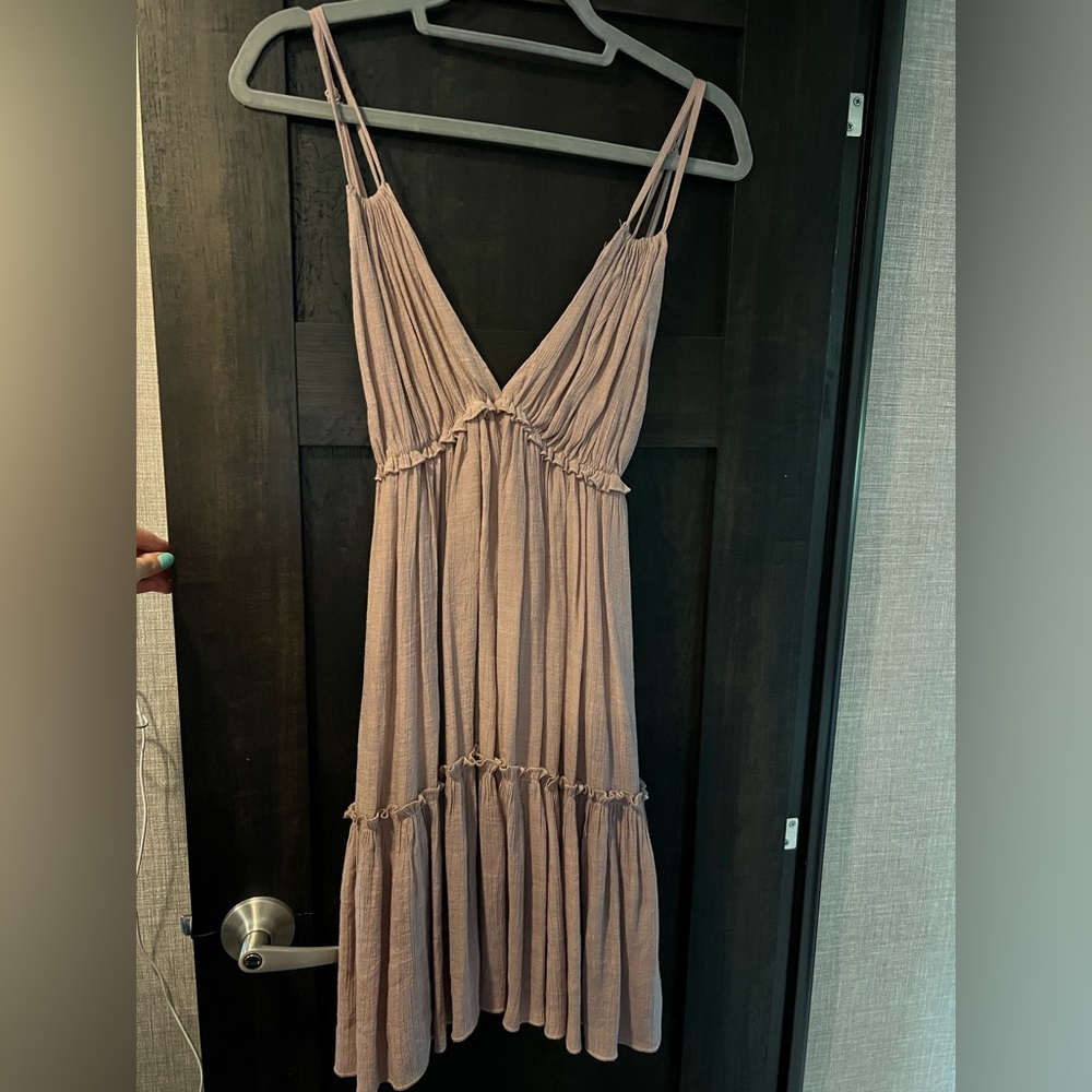 Purple Pleated Dress with Spaghetti Straps